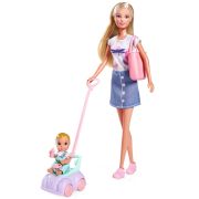 Papusa simba steffi love baby car 29 cm cu figurina si accesorii hubs105733585