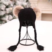 Caciulita Eva cu 2 pampoane (Culoare: Negru) JEMdrl1109