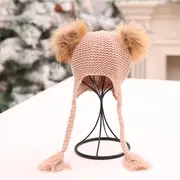 Caciulita Eva cu 2 pampoane (Culoare: Roz) JEMdrl1111