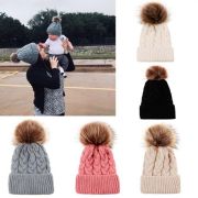 Set caciuli mama copil cu un pampon (Culoare: Alb) JEMdrl1154