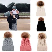 Set caciuli mama copil cu un pampon (Culoare: Alb) JEMdrl1154
