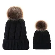 Set caciuli mama copil cu un pampon (Culoare: Alb) JEMdrl1154
