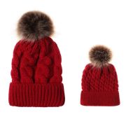 Set caciuli mama copil cu un pampon (Culoare: Bleumarine) JEM1d2
