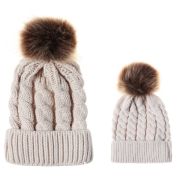 Set caciuli mama copil cu un pampon (Culoare: Gri) JEMdrl1152