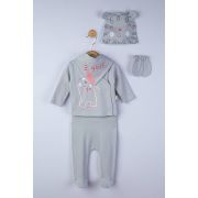 Setul 5 piese nou nascut Ursulet, Tongs baby (Culoare: Gri) JEMtgs_4131_1