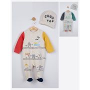 Salopeta cu caciulita pentru bebelusi Choo Choo, Tongs baby (Culoare: Galben, Marime: 6-9 luni) JEMtgs_4070_6