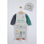 Salopeta cu caciulita pentru bebelusi Choo Choo, Tongs baby (Culoare: Galben, Marime: 6-9 luni) JEMtgs_4070_6