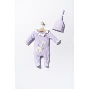 Salopeta cu caciulita pentru bebelusi Pisicute, Tongs baby (Culoare: Mov, Marime: 6-9 luni) JEMtgs_2910_6