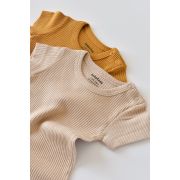 Set de 2 body-uri cu maneca scurta din bumbac organic si modal - Mustar/ Somon (Marime: 0-3 Luni) JEMBC-CSYM11204-0