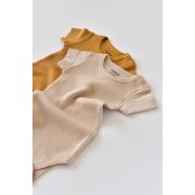 Set de 2 body-uri cu maneca scurta din bumbac organic si modal - Mustar/ Somon (Marime: 3-6 Luni) JEMBC-CSYM11204-3