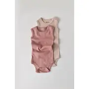 Set de 2 body-uri fara maneci din bumbac organic si modal - Roz/Blush (Marime: 18-24 Luni) JEMBC-CSYM11107-18