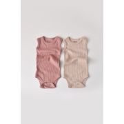 Set de 2 body-uri fara maneci din bumbac organic si modal - Roz/Blush (Marime: 3-6 Luni) JEMBC-CSYM11107-3