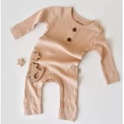Salopeta cu maneca lunga si panataloni lungi din bumbac organic si modal - Somon (Marime: 9-12 luni) JEMBC-CSYM11412-9