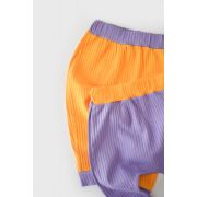 Set 2 pantaloni Ribana Bebe Unisex din bumbac organic si 5%elastan - Galben/Mov (Marime: 18-24 Luni) JEMBC-CSYR4002-18