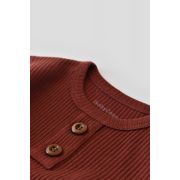 Set bluzita cu maneca lunga si panataloni lungi din bumbac organic si modal - Caramiziu (Marime: 3-6 Luni) JEMBC-CSYM11501-3