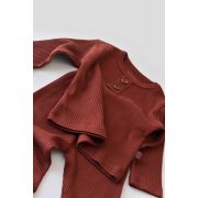 Set bluzita cu maneca lunga si panataloni lungi din bumbac organic si modal - Caramiziu (Marime: 3-6 Luni) JEMBC-CSYM11501-3