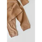 Set bluzita cu maneca lunga si panataloni lungi din bumbac organic si modal - Maro (Marime: 6-9 luni) JEMBC-CSYM11506-6