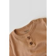 Set bluzita cu maneca lunga si panataloni lungi din bumbac organic si modal - Maro (Marime: 6-9 luni) JEMBC-CSYM11506-6