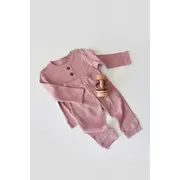 Set bluzita cu maneca lunga si panataloni lungi din bumbac organic si modal - Roz (Marime: 3-6 Luni) JEMBC-CSYM11503-3