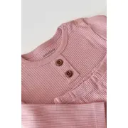 Set bluzita cu maneca lunga si panataloni lungi din bumbac organic si modal - Roz (Marime: 3-6 Luni) JEMBC-CSYM11503-3
