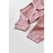 Set bluzita cu maneca lunga si panataloni lungi din bumbac organic si modal - Roz (Marime: 3-6 Luni) JEMBC-CSYM11503-3