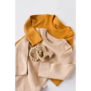 Set de 2 body-uri cu maneca lunga din bumbac organic si modal - Mustar/Somon (Marime: 12-18 Luni) JEMBC-CSYM11304-12