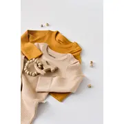 Set de 2 body-uri cu maneca lunga din bumbac organic si modal - Mustar/Somon (Marime: 12-18 Luni) JEMBC-CSYM11304-12