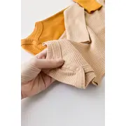 Set de 2 body-uri cu maneca lunga din bumbac organic si modal - Mustar/Somon (Marime: 12-18 Luni) JEMBC-CSYM11304-12