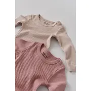 Set de 2 body-uri cu maneca lunga din bumbac organic si modal - Roz/Blush (Marime: 0-3 Luni) JEMBC-CSYM11307-0