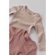 Set de 2 body-uri cu maneca lunga din bumbac organic si modal - Roz/Blush (Marime: 3-6 Luni) JEMBC-CSYM11307-3