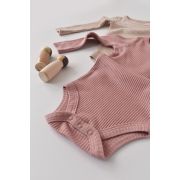 Set de 2 body-uri cu maneca lunga din bumbac organic si modal - Roz/Blush (Marime: 6-9 luni) JEMBC-CSYM11307-6