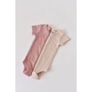 Set de 2 body-uri cu maneca scurta din bumbac organic si modal - Roz/Blush (Marime: 6-9 luni) JEMBC-CSYM11207-6