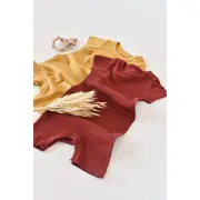 Set de 2 salopetele cu maneca scurta din bumbac organic si modal - Caramiziu/ Sofran (Marime: 0-3 Luni) JEMBC-CSYM11405-0