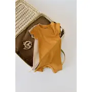 Set de 2 salopetele cu maneca scurta din bumbac organic si modal - Mustar/ Somon (Marime: 18-24 Luni) JEMBC-CSYM11404-18