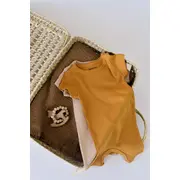 Set de 2 salopetele cu maneca scurta din bumbac organic si modal - Mustar/ Somon (Marime: 6-9 luni) JEMBC-CSYM11404-6