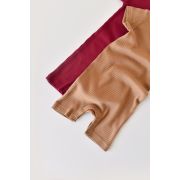 Set de 2 salopetele cu maneca scurta din bumbac organic si modal - Rosu/ Maro (Marime: 12-18 Luni) JEMBC-CSYM1106-12