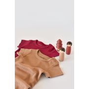 Set de 2 salopetele cu maneca scurta din bumbac organic si modal - Rosu/ Maro (Marime: 3-6 Luni) JEMBC-CSYM11406-3