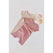 Set de 2 salopetele cu maneca scurta din bumbac organic si modal - Roz/ Blush (Marime: 18-24 Luni) JEMBC-CSYM11407-18