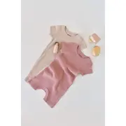 Set de 2 salopetele cu maneca scurta din bumbac organic si modal - Roz/ Blush (Marime: 3-6 Luni) JEMBC-CSYM11407-3