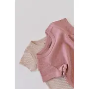 Set de 2 salopetele cu maneca scurta din bumbac organic si modal - Roz/ Blush (Marime: 6-9 luni) JEMBC-CSYM11407-6