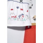 Compleu 2 piese cu pisicute pentru bebelusi, Tongs baby (Culoare: Rosu, Marime: 12-18 Luni) JEMtgs_2553_1