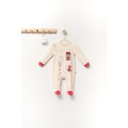 Salopeta eleganta Scufita rosie pentru bebelusi, Tongs baby (Marime: 3-6 Luni, Culoare: Crem) JEMtgs_4360_5
