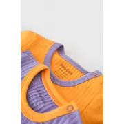 Set 2 body-uri Ribana Bebe Unisex din bumbac organic si 5%elastan - Galben/Mov (Marime: 6-9 luni) JEMBC-CSYR4202-6