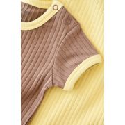 Set 2 body-uri Ribana Bebe Unisex din bumbac organic si 5%elastan - Vanilie/Maro (Marime: 9-12 luni) JEMBC-CSYR4203-9