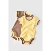 Set 2 body-uri Ribana Bebe Unisex din bumbac organic si 5%elastan - Vanilie/Maro (Marime: 9-12 luni) JEMBC-CSYR4203-9