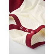 Set 2 body-uri fara maneci Ribana Bebe Unisex din bumbac organic si 5%elastan - Ecru/Bordo (Marime: 18-24 Luni) JEMBC-CSYR4101-18