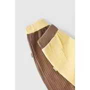 Set 2 pantaloni Ribana Bebe Unisex din bumbac organic si 5%elastan - Vanilie/Maro (Marime: 18-24 Luni) JEMBC-CSYR4003-18