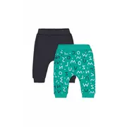 Set de 2 perechi de pantaloni Litere pentru bebelusi, Tongs baby (Culoare: Verde, Marime: 6-9 luni) JEMtgs_3194_3