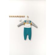 Set salopeta cu bluzita Ursulet pentru bebelusi, Tongs baby (Culoare: Albastru, Marime: 6-9 luni) JEMtgs_4356_2