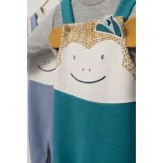 Set salopeta cu bluzita Ursulet pentru bebelusi, Tongs baby (Culoare: Albastru, Marime: 6-9 luni) JEMtgs_4356_2